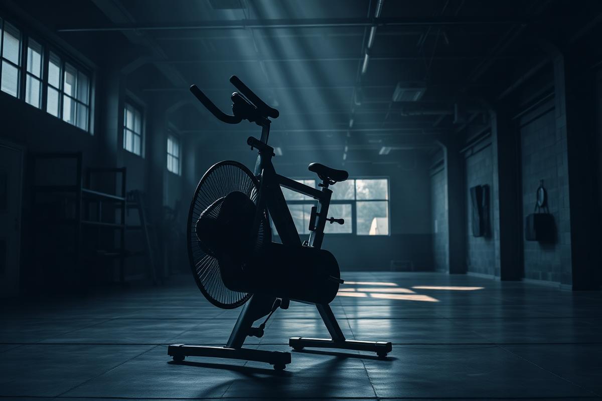 Air bike in a strength training facility