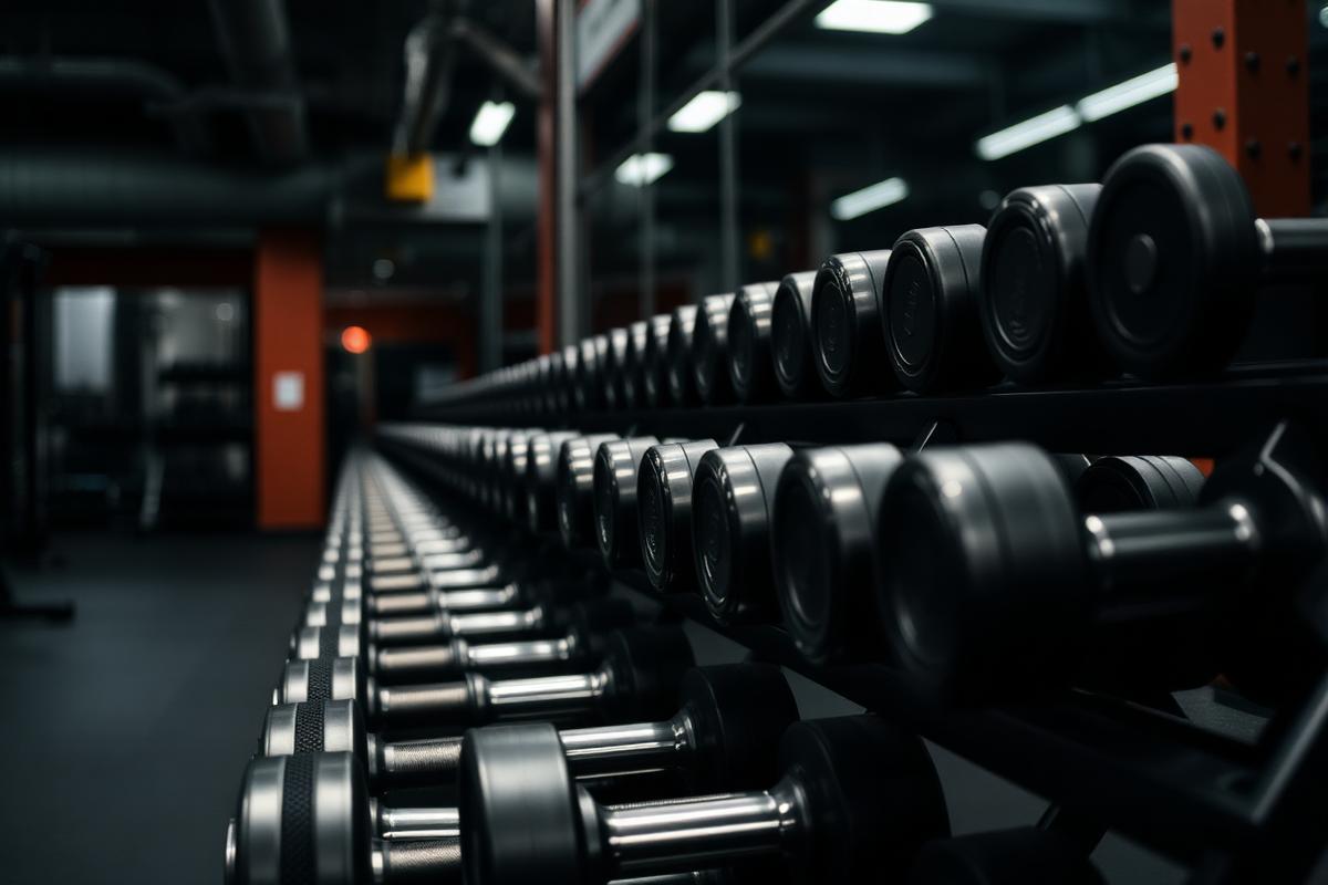 Dumbbell rack in a strength training facility