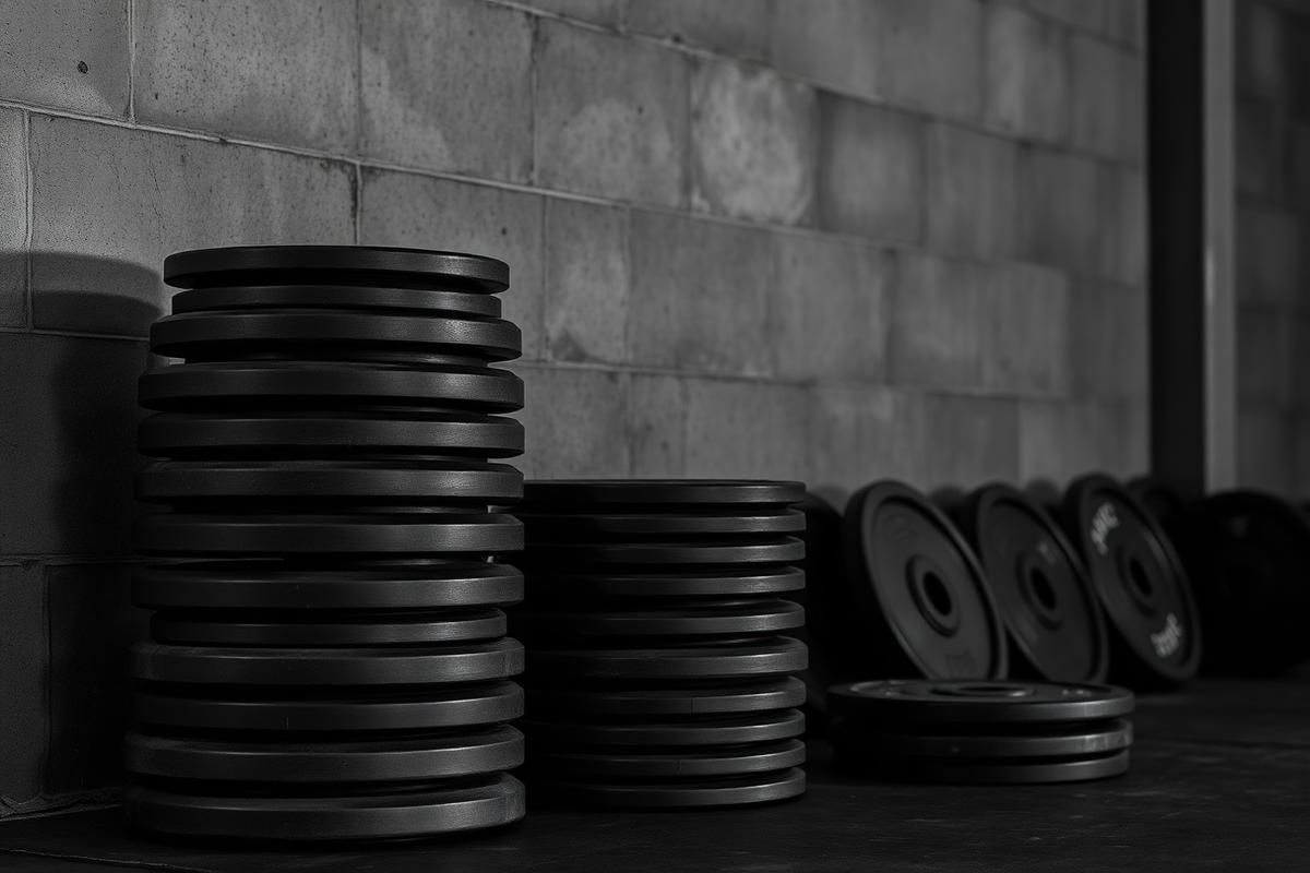 Stacked steel weight plates
